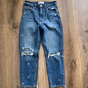 Abercrombie & Fitch Distressed High Rise Mom Jeans